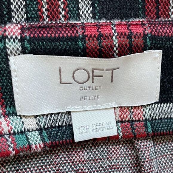 LOFT Skirt Womens 12 Petite 12P Red Black Plaid Mini Skirt Pockets - Picture 5 of 6